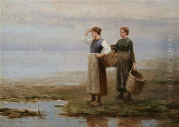 Fisher Women On The Shore Oil Painting by Daniel Ridgway Knight