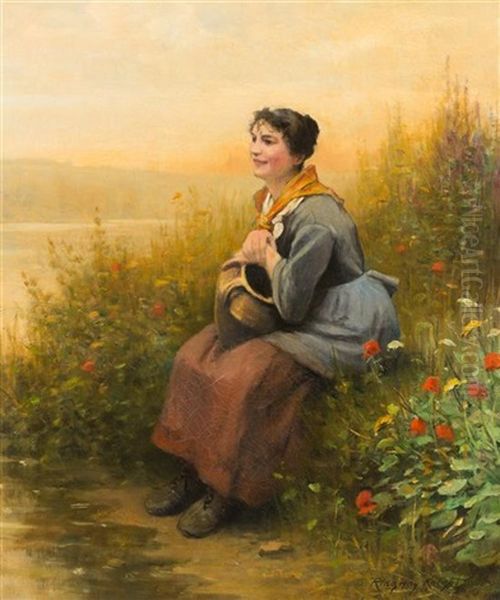 Meditation Oil Painting by Daniel Ridgway Knight