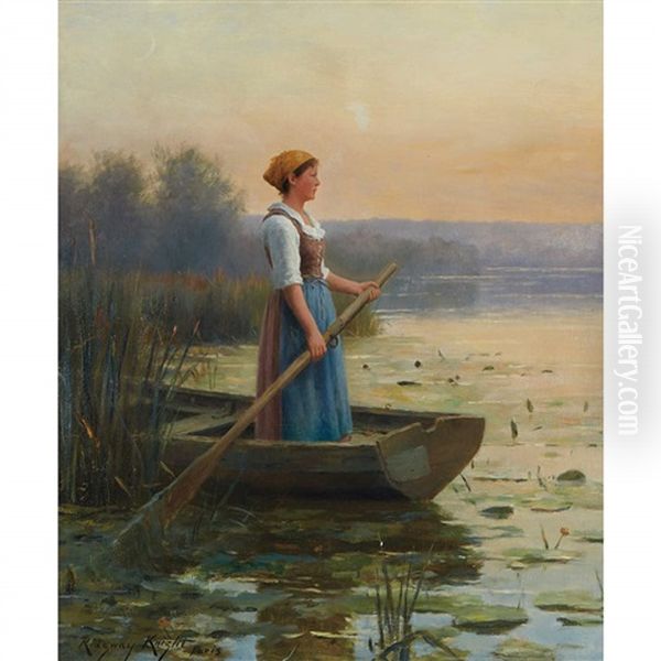 Reverie On The Water Oil Painting by Daniel Ridgway Knight