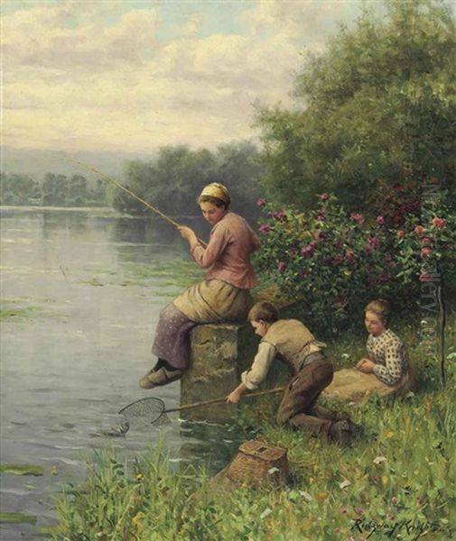 Golden Days Of Fishing Oil Painting by Daniel Ridgway Knight