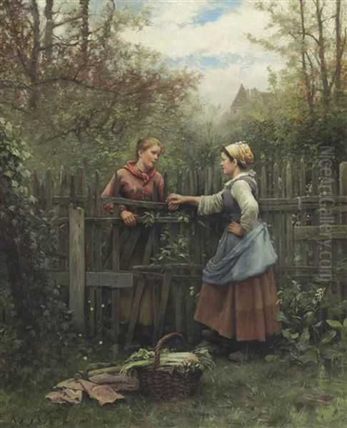 The Meeting At The Fence by Daniel Ridgway Knight