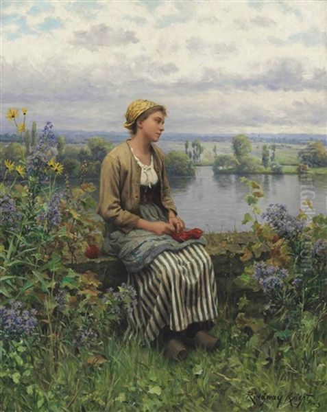 Normandy Girl Oil Painting by Daniel Ridgway Knight