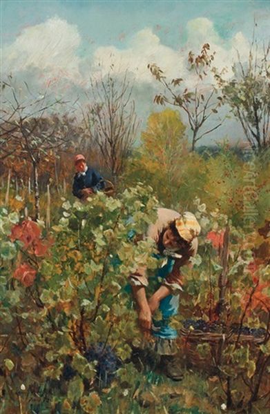 Harvesting Grapes Oil Painting by Daniel Ridgway Knight