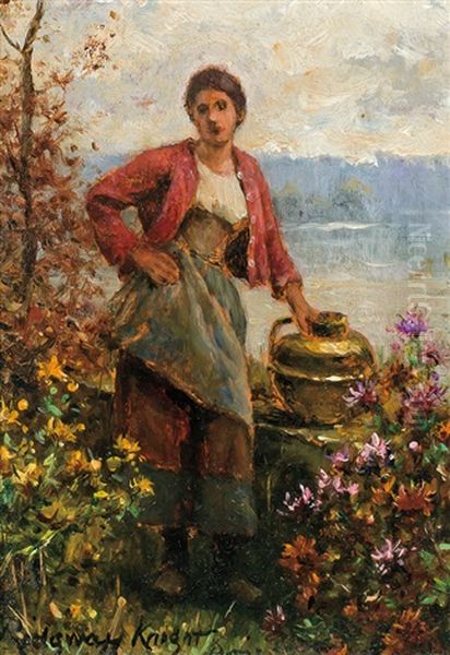 Maiden Oil Painting by Daniel Ridgway Knight