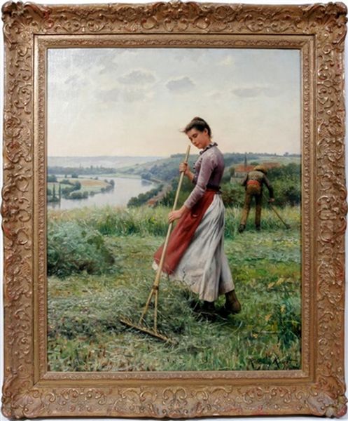 Depicting Young Girl Working by Daniel Ridgway Knight