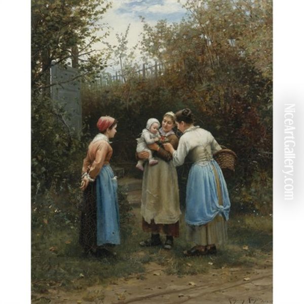 The First Born (morning Greeting) Oil Painting by Daniel Ridgway Knight