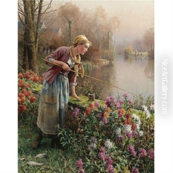 Brittany Girl Fishing by Daniel Ridgway Knight