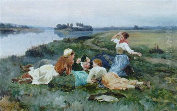 The Gossips Oil Painting by Daniel Ridgway Knight