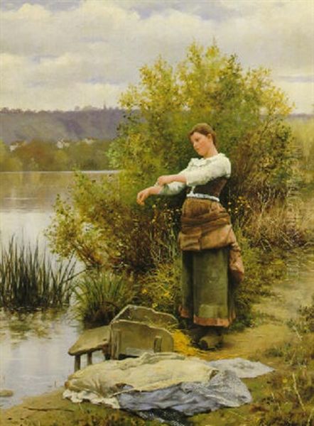 Laundry Day (la Lavandeuse) Oil Painting by Daniel Ridgway Knight