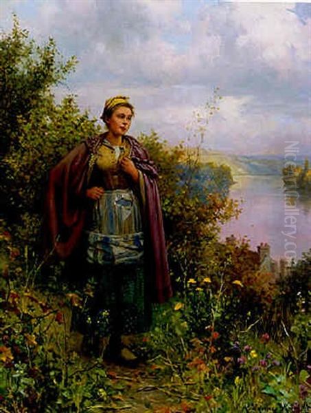 A Walk Along The River Oil Painting by Daniel Ridgway Knight