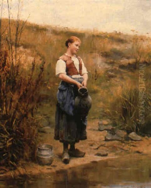 Collection Water From The River Oil Painting by Daniel Ridgway Knight