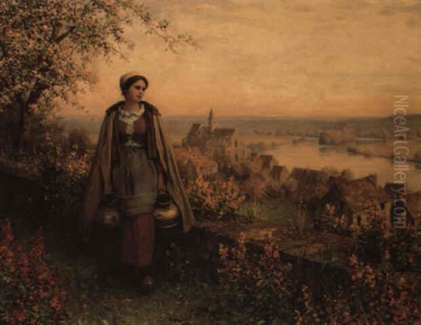 Spring-time Oil Painting by Daniel Ridgway Knight