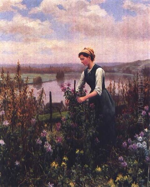 Gardening By The River by Daniel Ridgway Knight