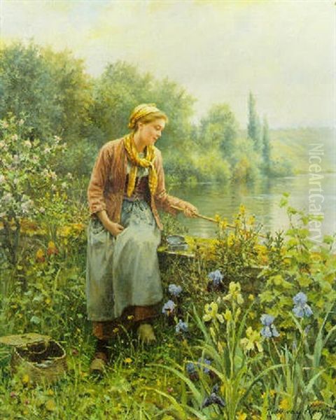 Fishing On A Spring Day by Daniel Ridgway Knight