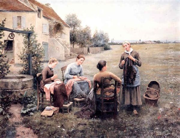 The Sewing Circle Oil Painting by Daniel Ridgway Knight