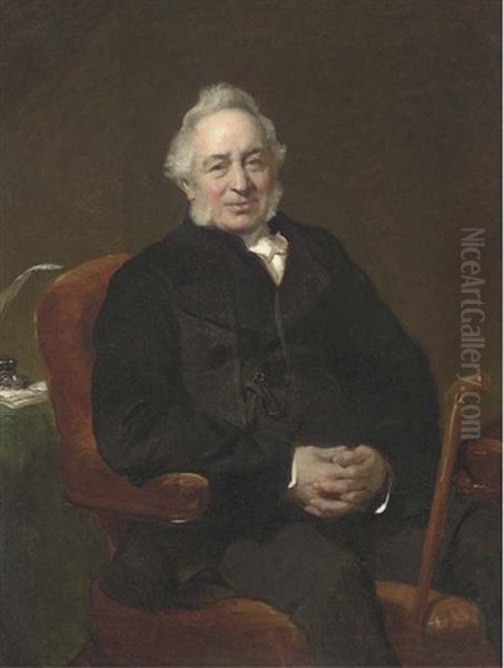 Portrait Of Ralph Price Esq. In A Black Suit Oil Painting by John Prescott Knight