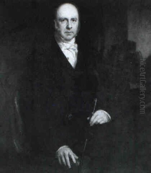 Portrait Of Dr. Montgomery, Holding A Cane Oil Painting by John Prescott Knight