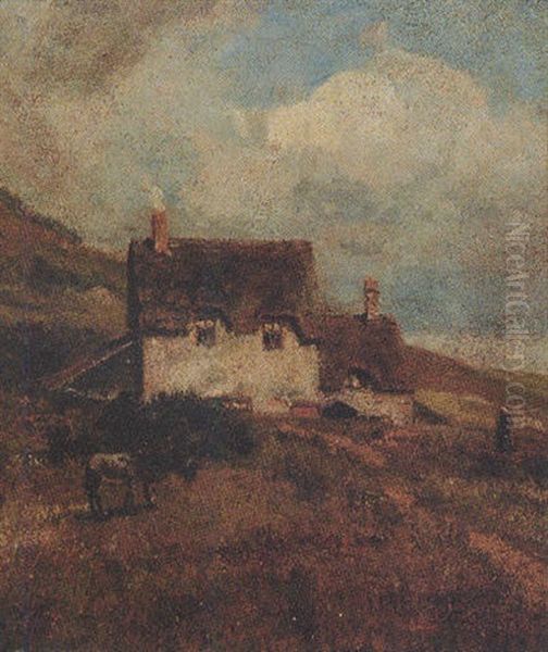 Shepherd's Hillside Cottage Oil Painting by John William Buxton Knight