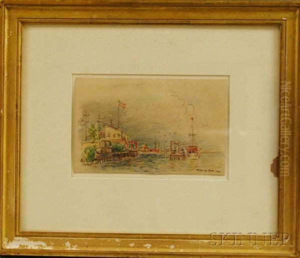 Yacht Club Oil Painting by Reynolds Beal