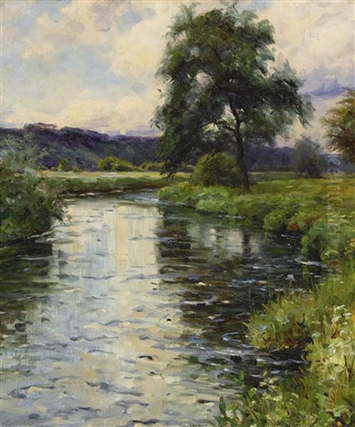 The Risle At Le Riviere Thibouville Oil Painting by Louis Aston Knight