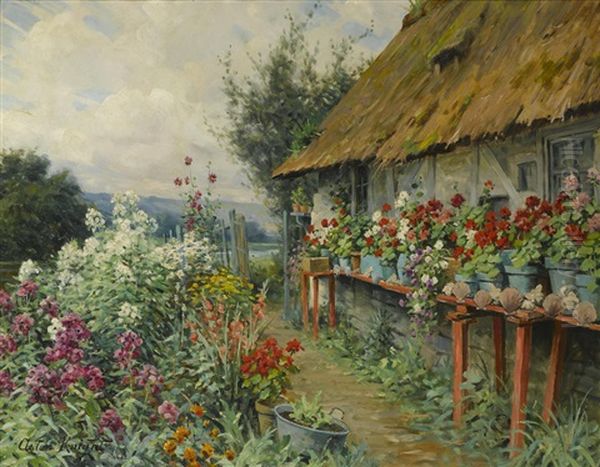 Cottage Garden In Bloom, Paris Oil Painting by Louis Aston Knight