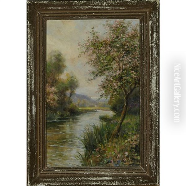 Trees In Blossom (a Souvenir From Normandy) Oil Painting by Louis Aston Knight