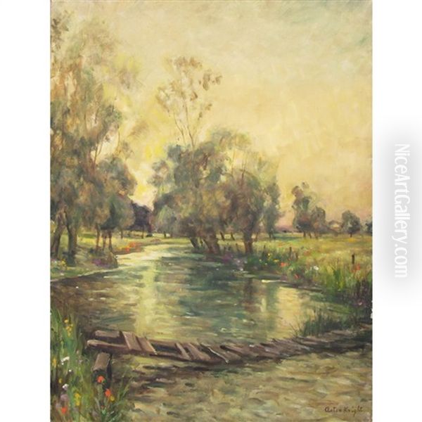 Stream In Beaumont-le-roger, Normandy Oil Painting by Louis Aston Knight