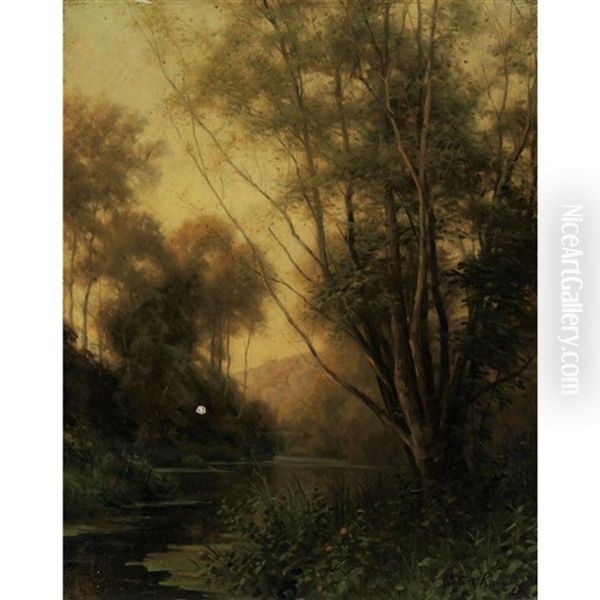 Sunset, Beaumont-le-roger, France Oil Painting by Louis Aston Knight