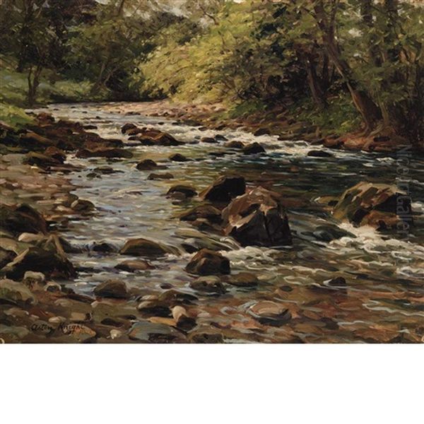 Running Stream Oil Painting by Louis Aston Knight