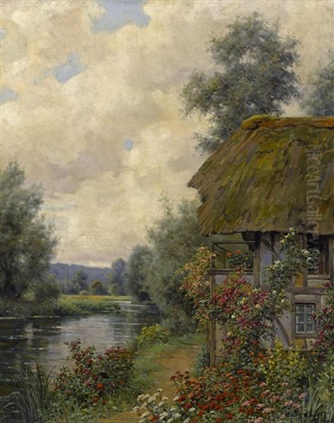 A Cottage Garden In Bloom Oil Painting by Louis Aston Knight