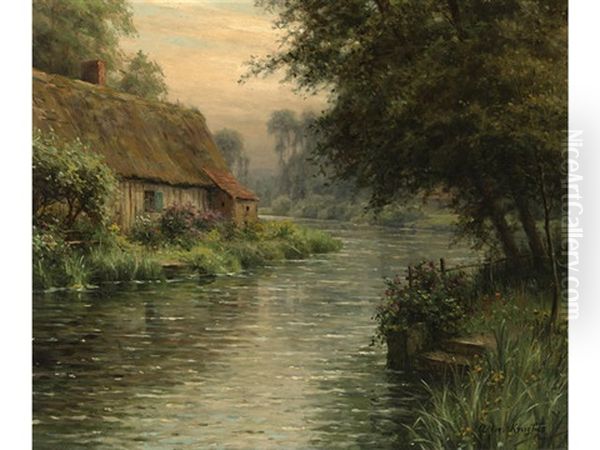 Cottage Along The River Oil Painting by Louis Aston Knight