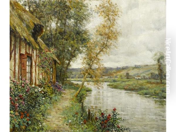 A Cottage By A River, Normandy Oil Painting by Louis Aston Knight