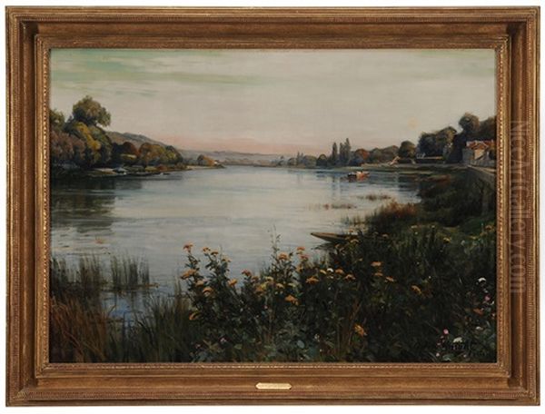 La Seine Pres De Paris Oil Painting by Louis Aston Knight