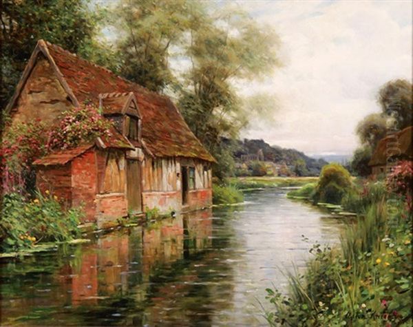 A Riverside Cottage In Spring Oil Painting by Louis Aston Knight