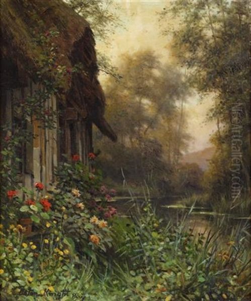 Riverbank Flowers Oil Painting by Louis Aston Knight