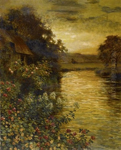 Uferszene Bei Sonnenuntergang Oil Painting by Louis Aston Knight