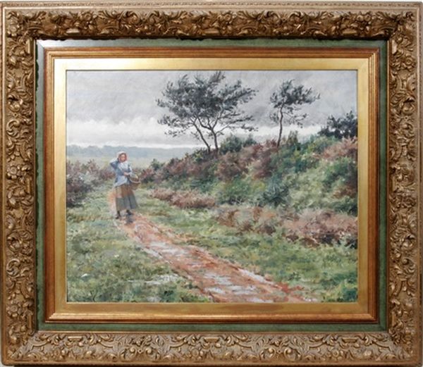 Landscape With Female Walking Oil Painting by Louis Aston Knight