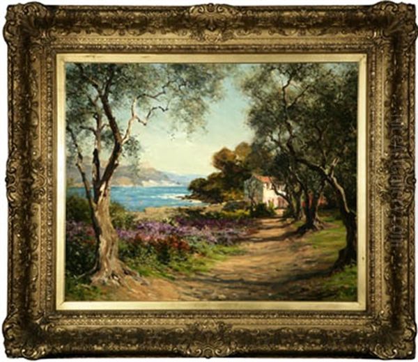 A Garden On The Riviera - Cap Ferrat Oil Painting by Louis Aston Knight