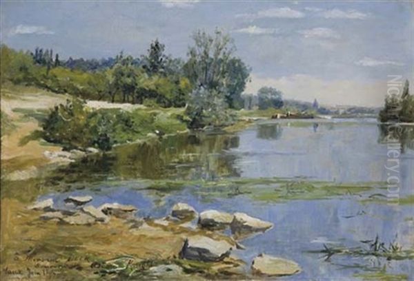 Paysage Fluvial Pres De Vaux Oil Painting by Louis Aston Knight