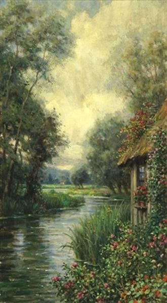 Rose Garden By A Stream, Launay Oil Painting by Louis Aston Knight