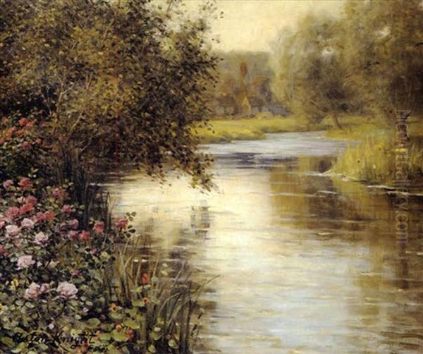 Spring Blossoms Along A Meandering River Oil Painting by Louis Aston Knight