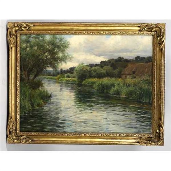 A Quiet River View With A House On The Banks Oil Painting by Louis Aston Knight