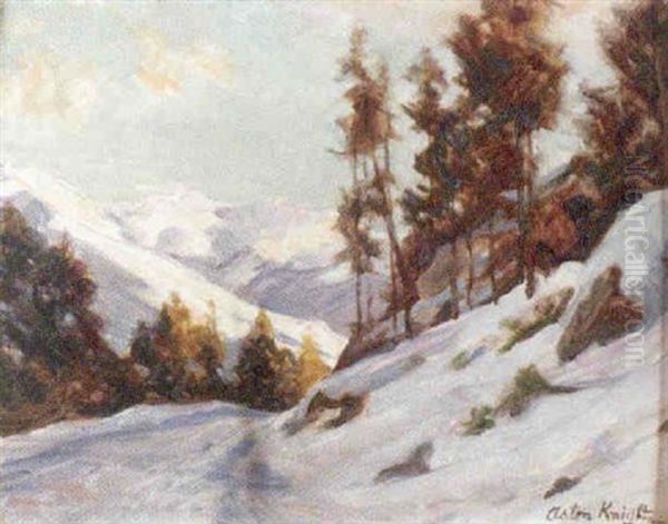 Pyrenees Orientales: On The Road From The Grand Hotel Oil Painting by Louis Aston Knight