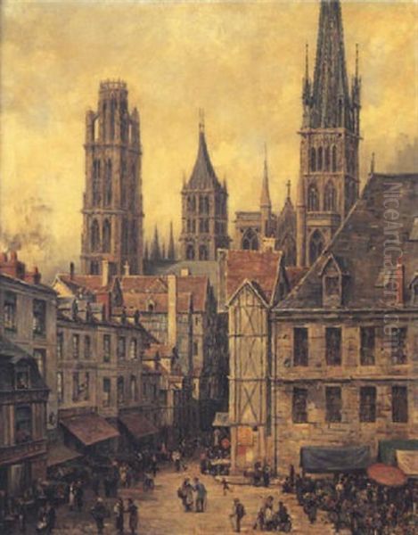 A View Of Rouen Oil Painting by Louis Aston Knight