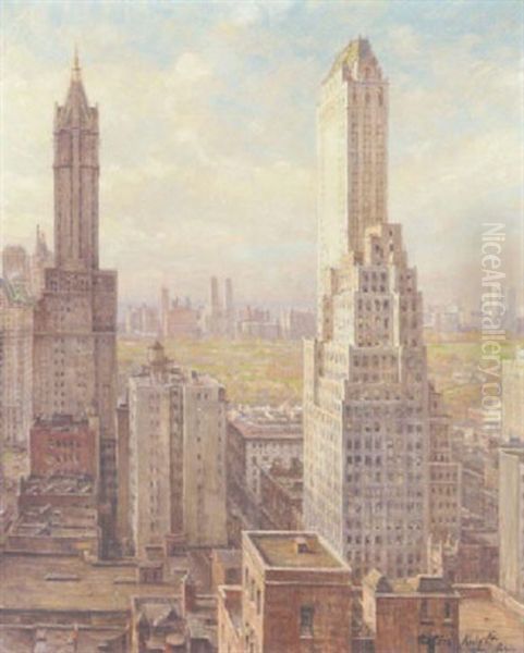 Skyscrapers, New York Oil Painting by Louis Aston Knight