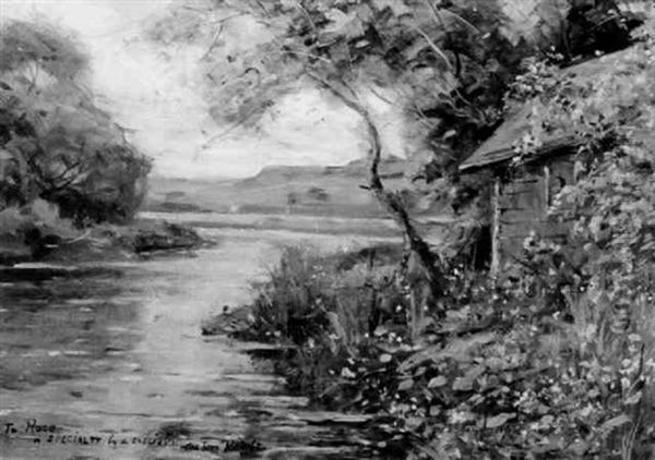 Cottage By The River, Spring Oil Painting by Louis Aston Knight