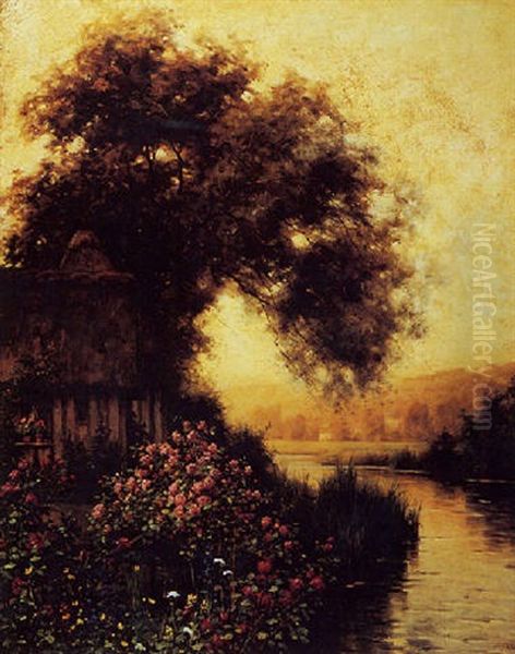 Sunset In The Risle Valley Oil Painting by Louis Aston Knight