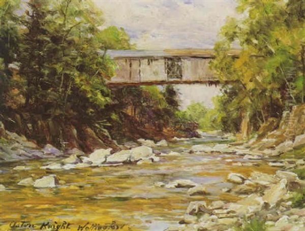 Covered Bridge - Wallingford, Ct Oil Painting by Louis Aston Knight