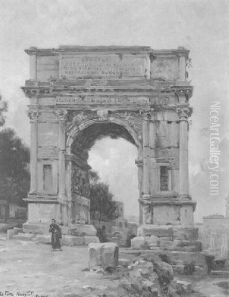 Arch Of Titus (the Forum) Oil Painting by Louis Aston Knight