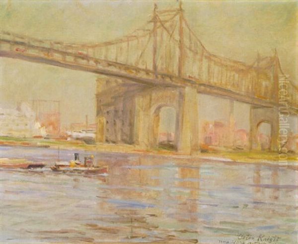 The Queensborough Bridge Oil Painting by Louis Aston Knight